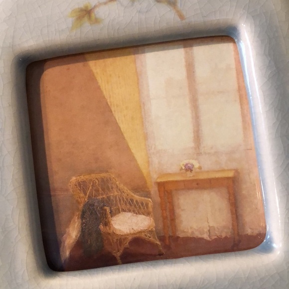 Small Vintage Blue Porcelain Floral Frame With Picture-Terragrafics California - Picture 7 of 12